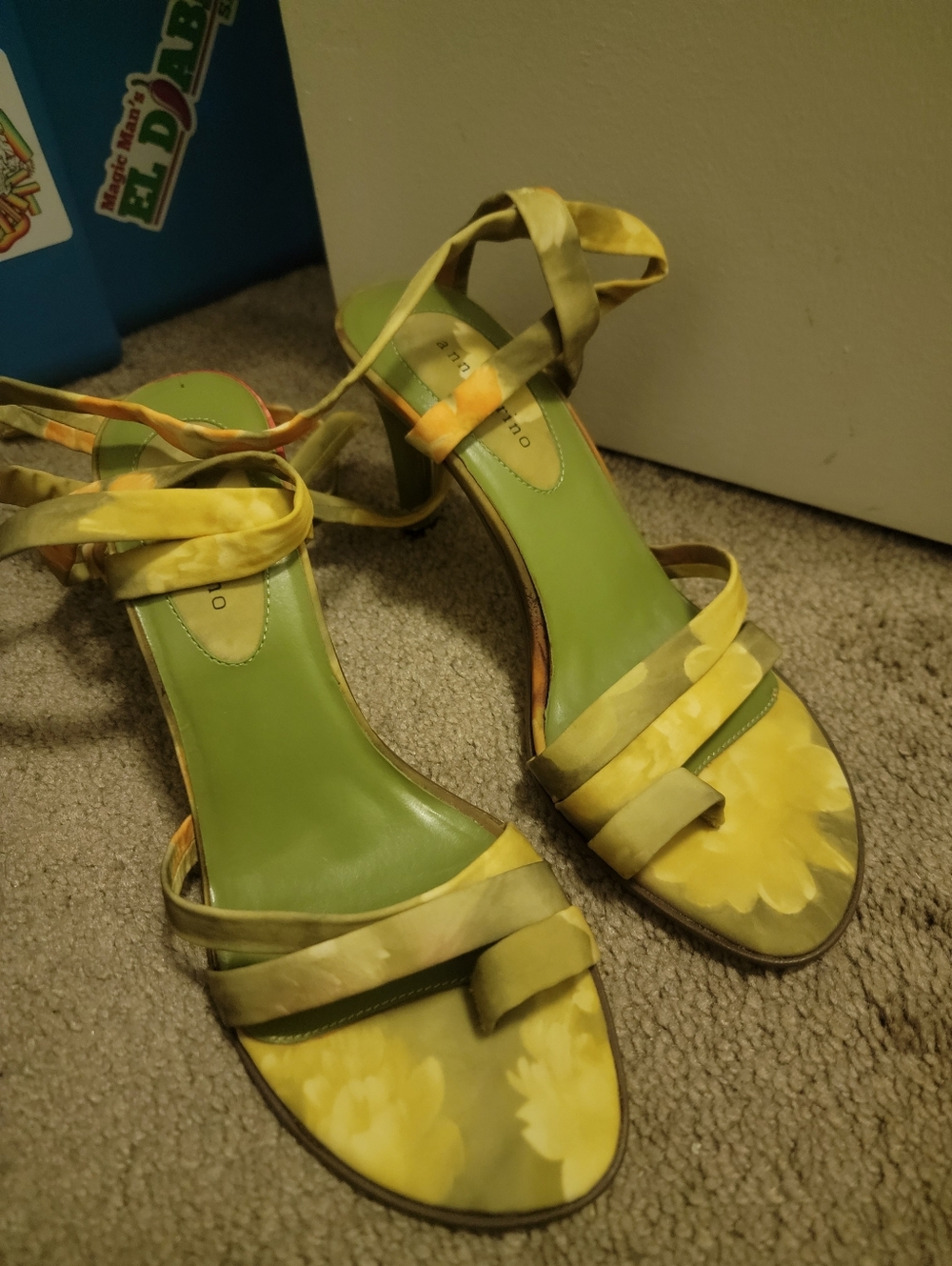Ann Marino Floral Ankle Wrapped Heels